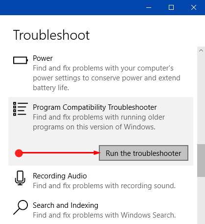 Windows in-built Compatibility Troubleshooter